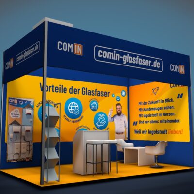 Grafik: COM-IN Stand auf der Baumesse 2024